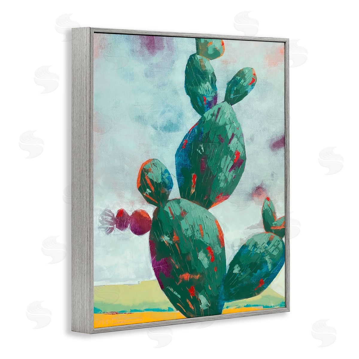 Dianna Fritzler Stand Tall Rounded Cacti Gray Framed Giclee Print Wall Art