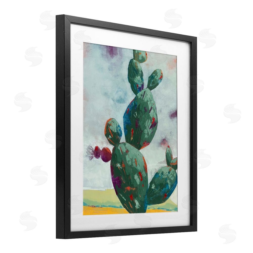Dianna Fritzler Stand Tall Rounded Cacti Black Framed Print Under Glass Wall Art