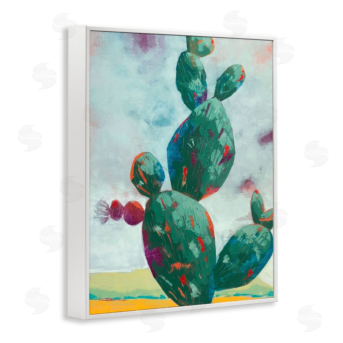 Dianna Fritzler Stand Tall Rounded Cacti White Framed Giclee Print Wall Art