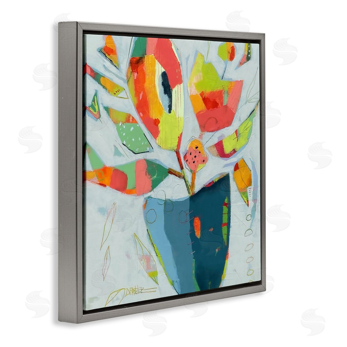 Dianna Fritzler Getting My Groove On Gray Floating Frame Canvas Wall Art Print