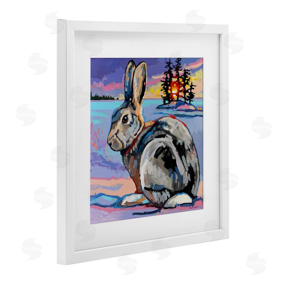 Adam Swanson Runaway Goliath Rabbit White Framed Print Under Glass Wall Art