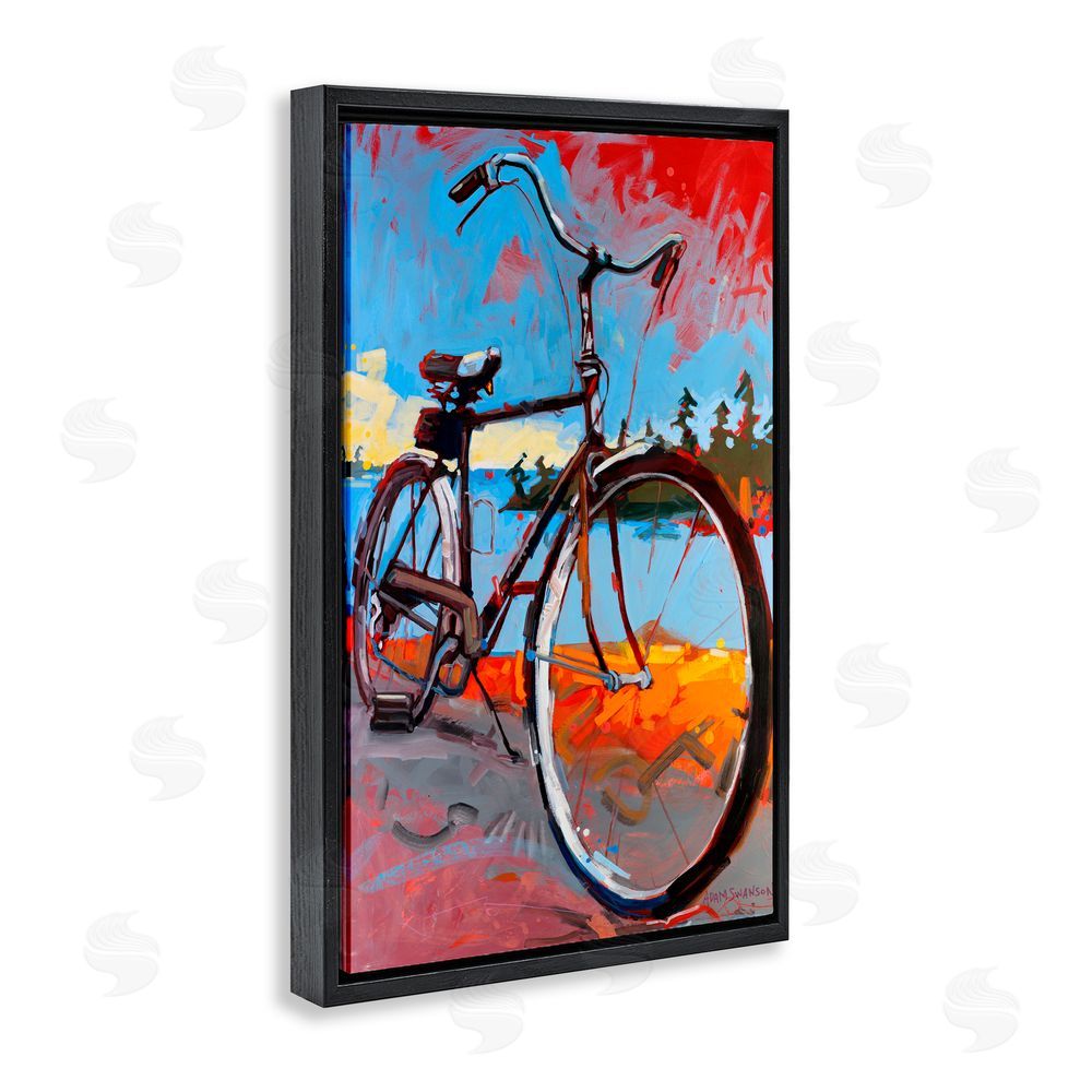 Adam Swanson Tonight Bicycle Journey Black Floating Frame Canvas Wall Art Print