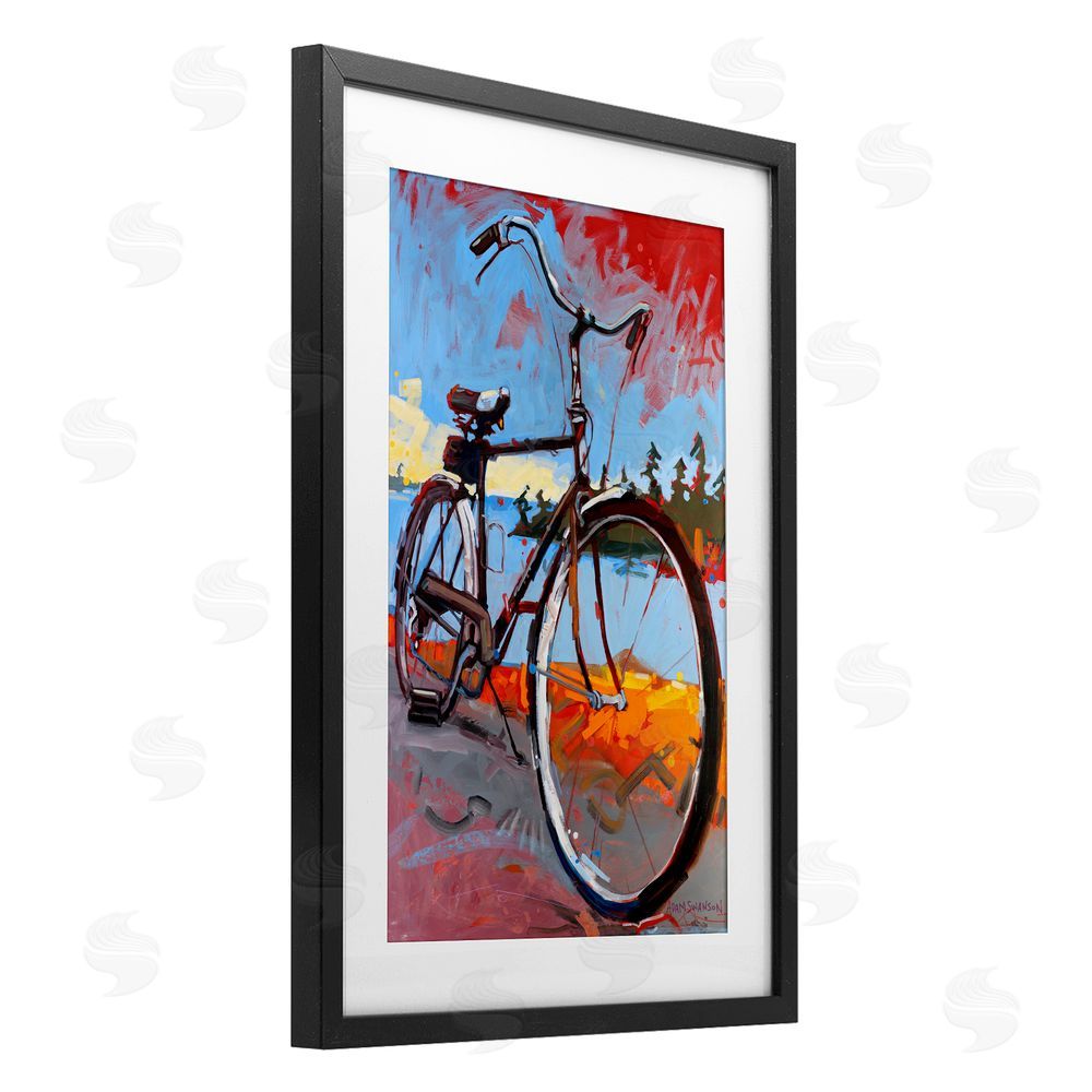 Adam Swanson Tonight Bicycle Journey Black Framed Print Under Glass Wall Art