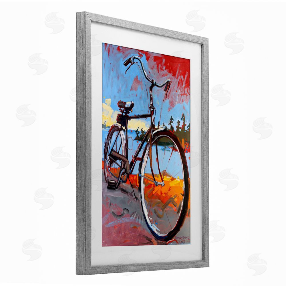 Adam Swanson Tonight Bicycle Journey Gray Framed Print Under Glass Wall Art
