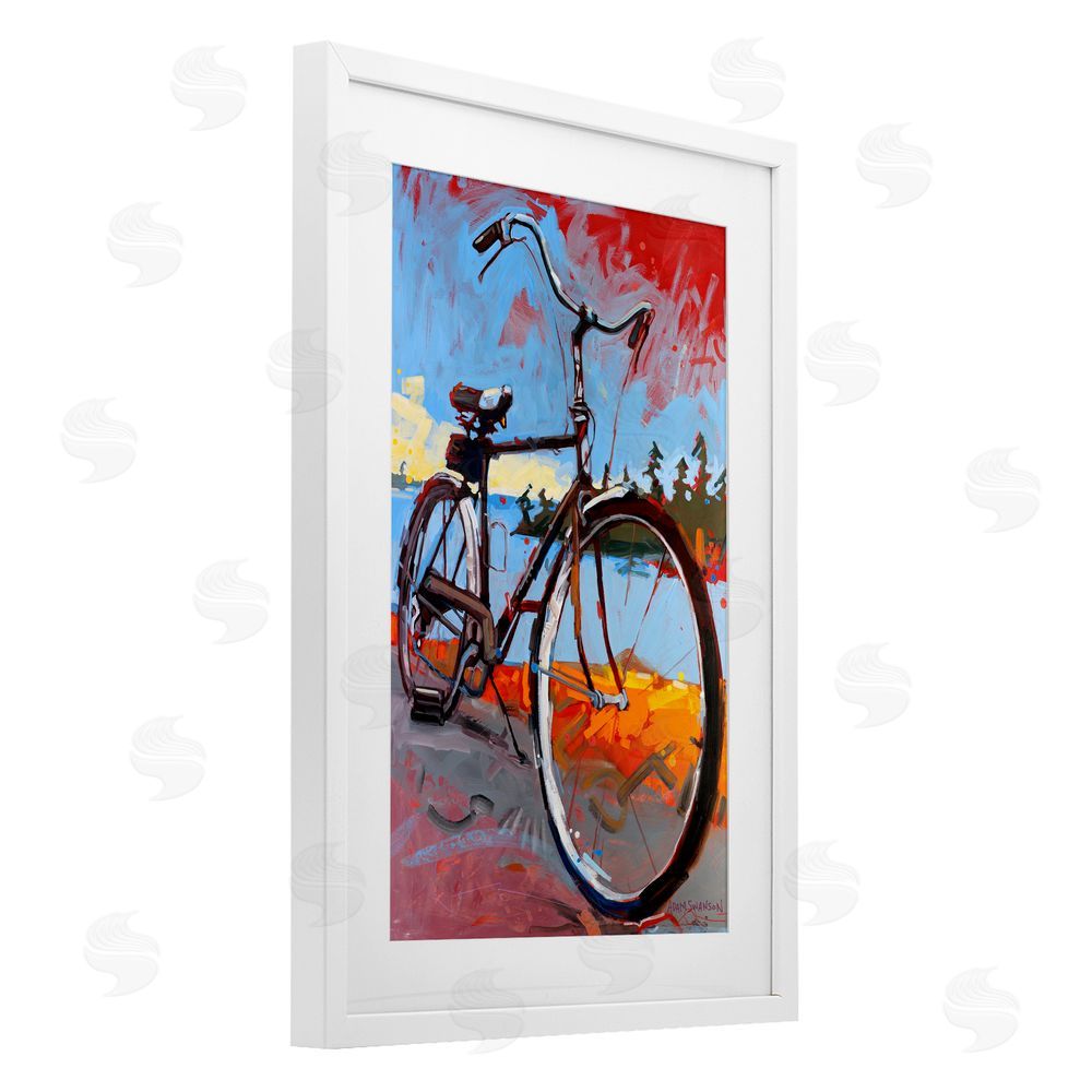 Adam Swanson Tonight Bicycle Journey White Framed Print Under Glass Wall Art
