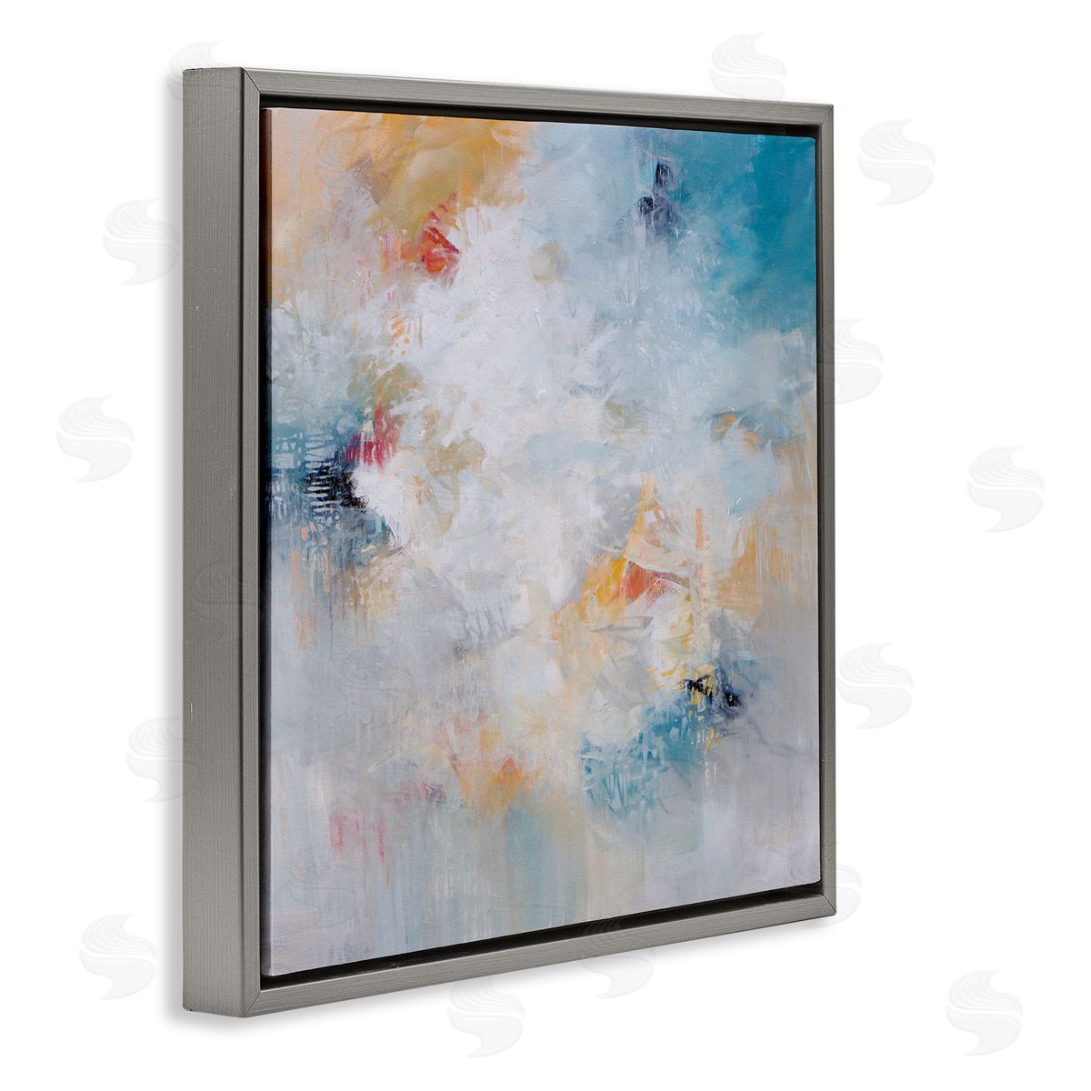 Karen Hale Veiled Dance Abstraction Gray Floating Frame Canvas Wall Art Print