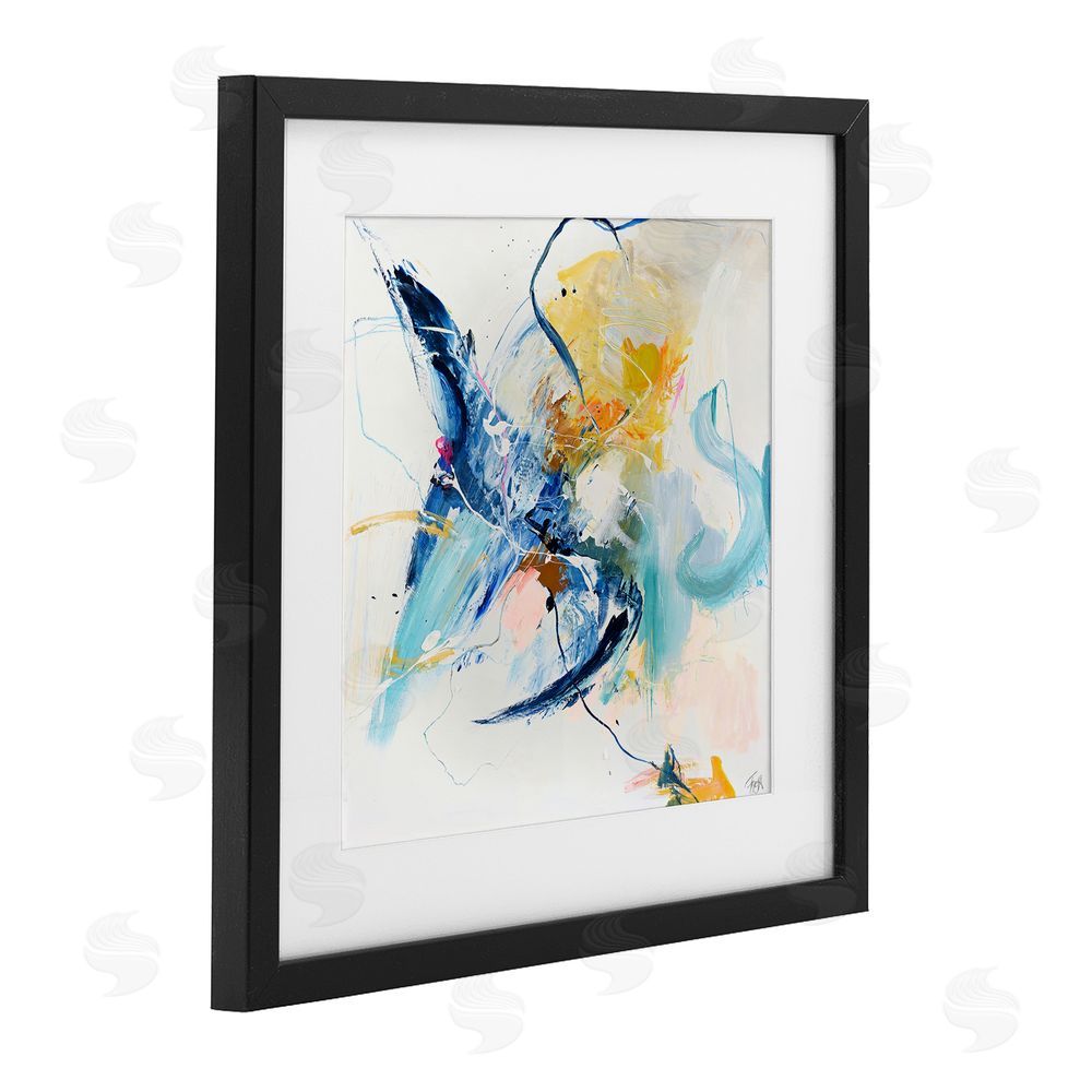 Design Fabrikken Confident Blue Abstraction Black Framed Print Under Glass Wall Art