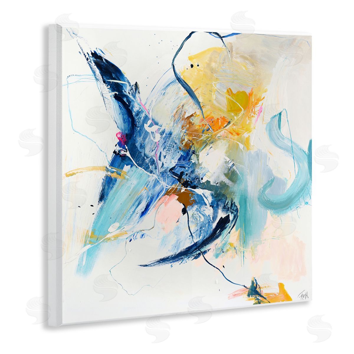 Design Fabrikken Confident Blue Abstraction Wooden Wall Plaque Art Print