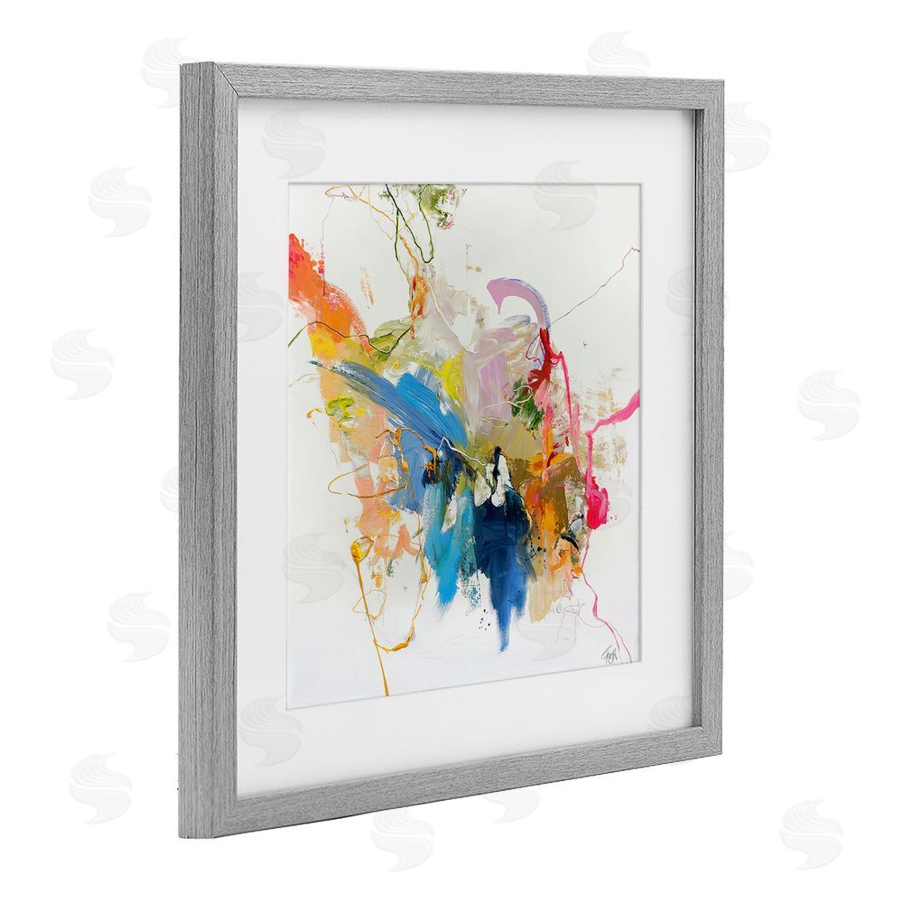 Design Fabrikken Confident Pink Abstraction Gray Framed Print Under Glass Wall Art