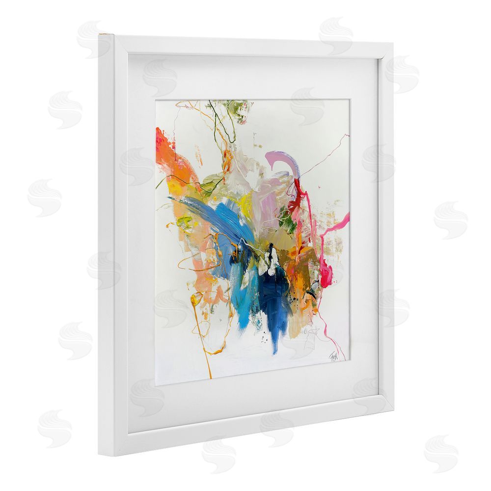 Design Fabrikken Confident Pink Abstraction White Framed Print Under Glass Wall Art