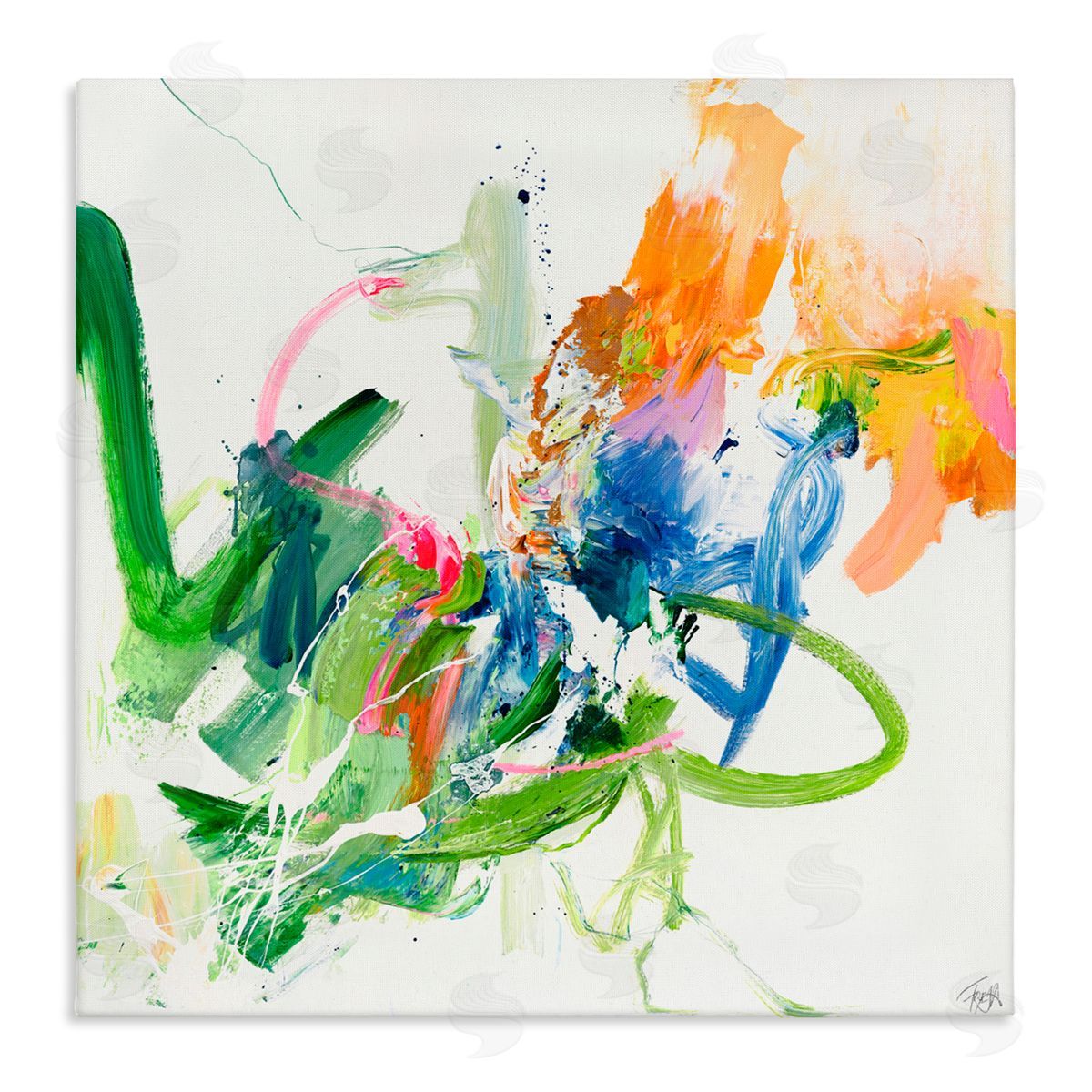 Design Fabrikken Confident Green Abstraction Stretched Canvas Wall Art Print