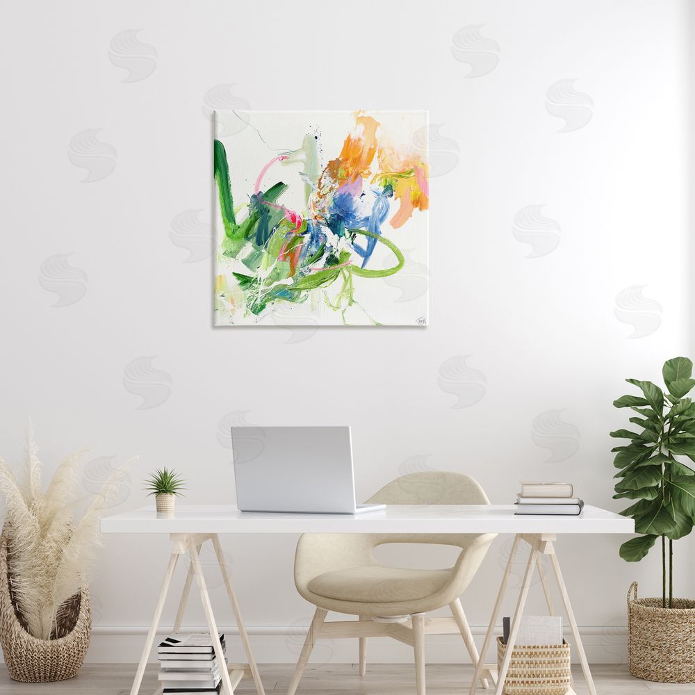 Design Fabrikken Confident Green Abstraction Stretched Canvas Wall Art Print in Room