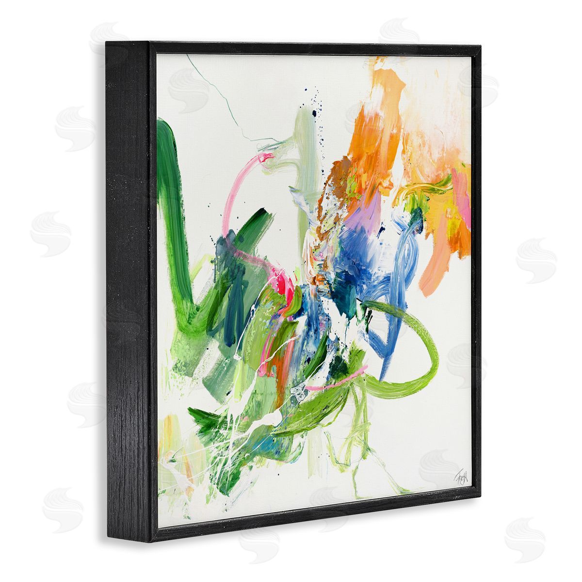 Design Fabrikken Confident Green Abstraction Black Framed Giclee Print Wall Art