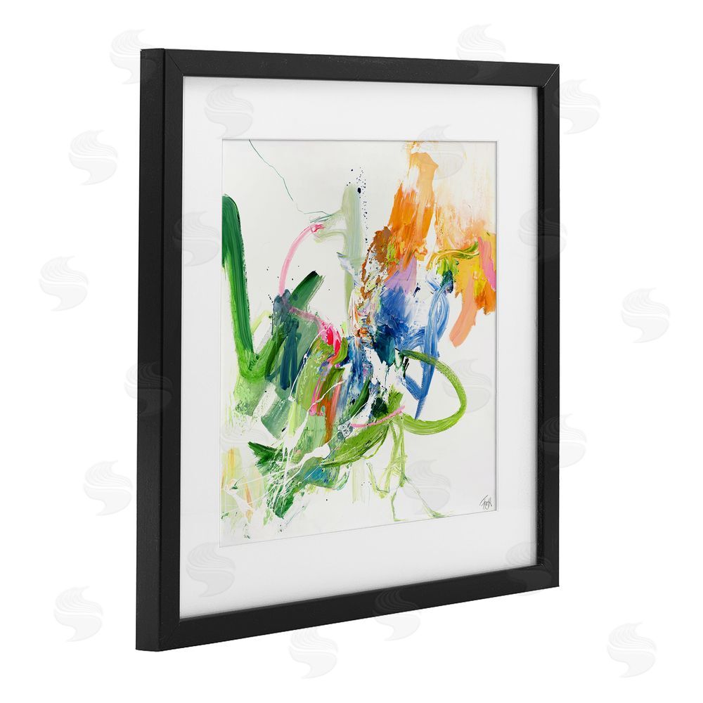 Design Fabrikken Confident Green Abstraction Black Framed Print Under Glass Wall Art