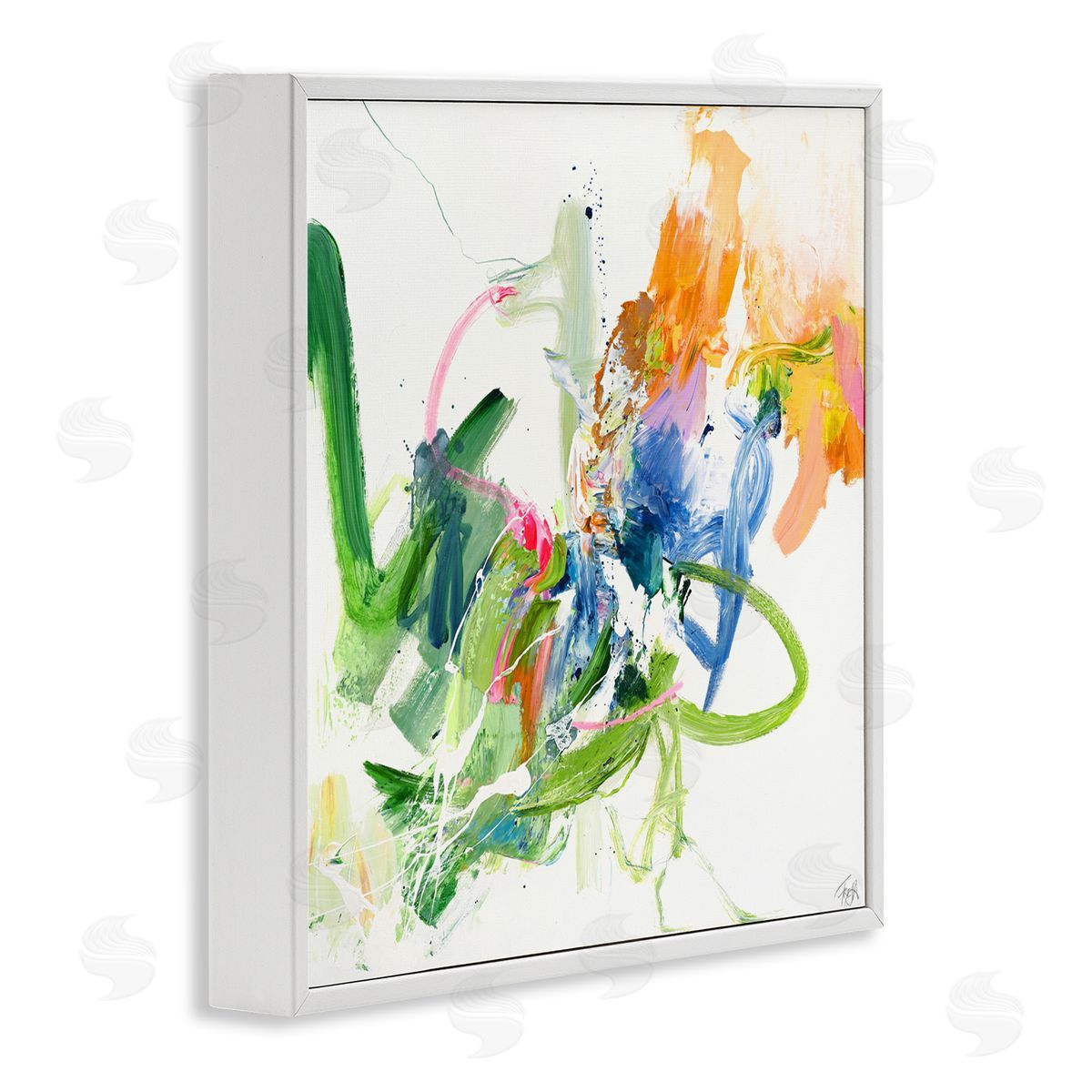 Design Fabrikken Confident Green Abstraction White Framed Giclee Print Wall Art
