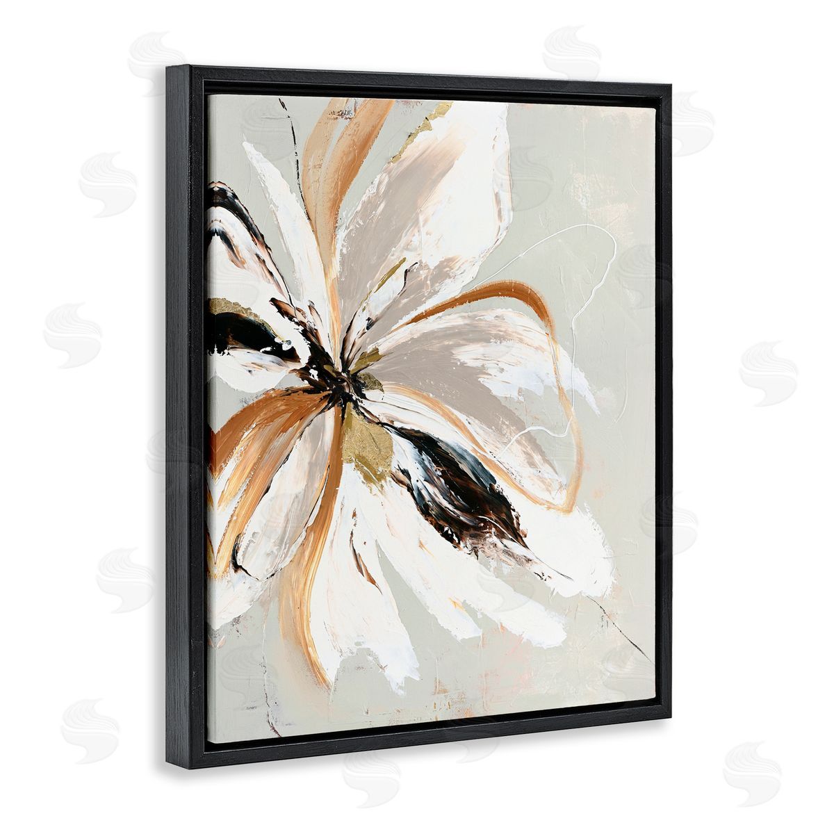 Design Fabrikken Expressive Cornelia Flower Black Floating Frame Canvas Wall Art Print