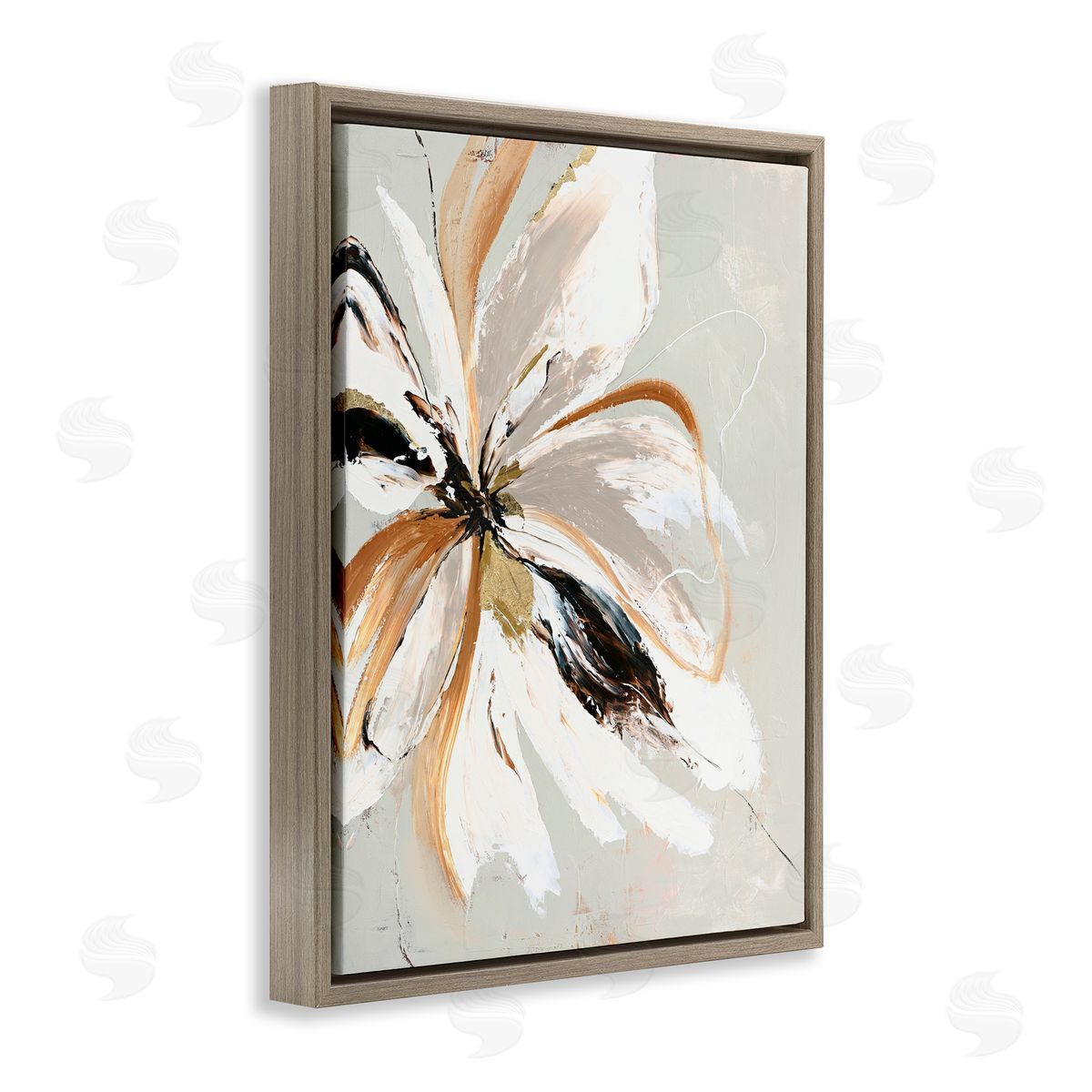 Design Fabrikken Expressive Cornelia Flower Brown Floating Frame Canvas Wall Art Print