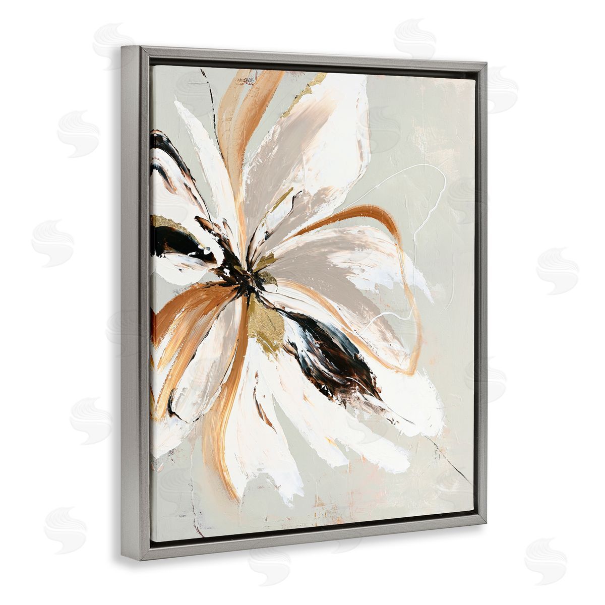 Design Fabrikken Expressive Cornelia Flower Gray Floating Frame Canvas Wall Art Print