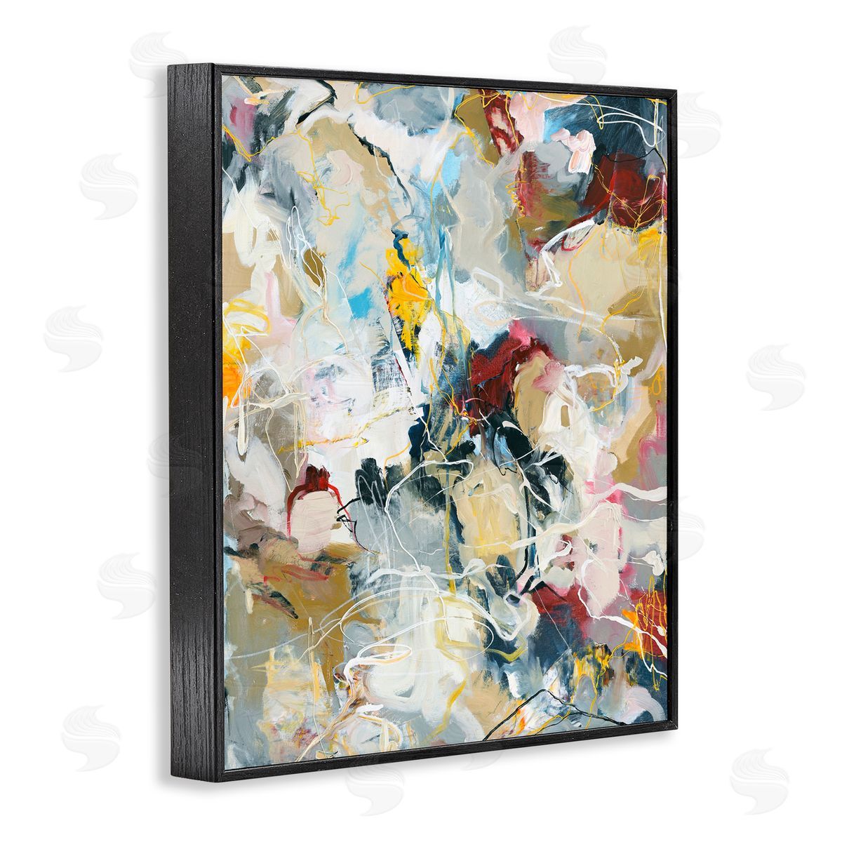 Design Fabrikken Energetic Frequency Abstract Black Framed Giclee Print Wall Art