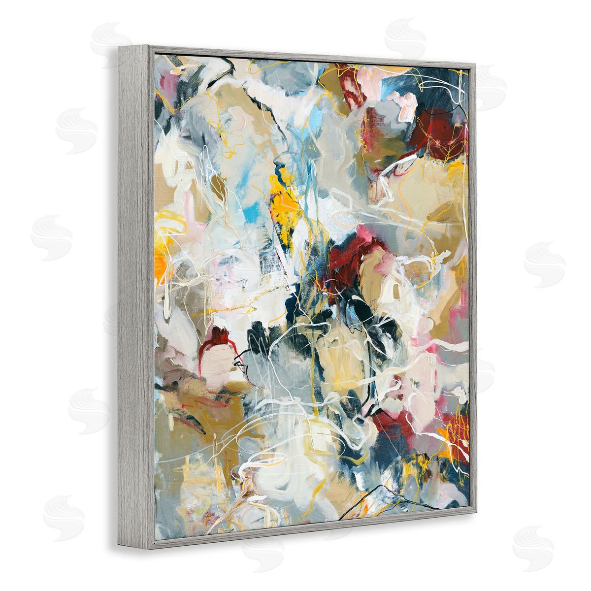 Design Fabrikken Energetic Frequency Abstract Gray Framed Giclee Print Wall Art