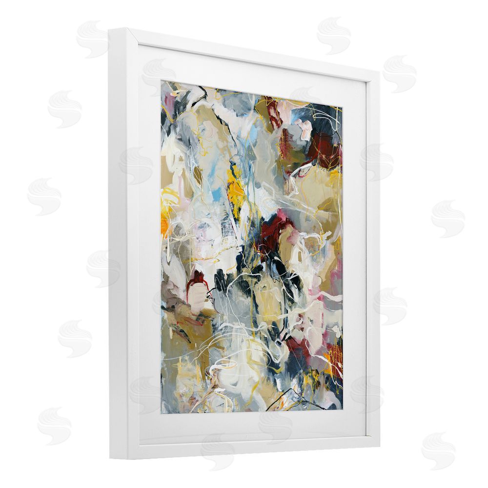 Design Fabrikken Energetic Frequency Abstract White Framed Print Under Glass Wall Art