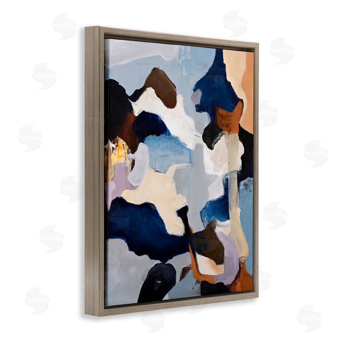 Design Fabrikken Cool Tones Composition Brown Floating Frame Canvas Wall Art Print