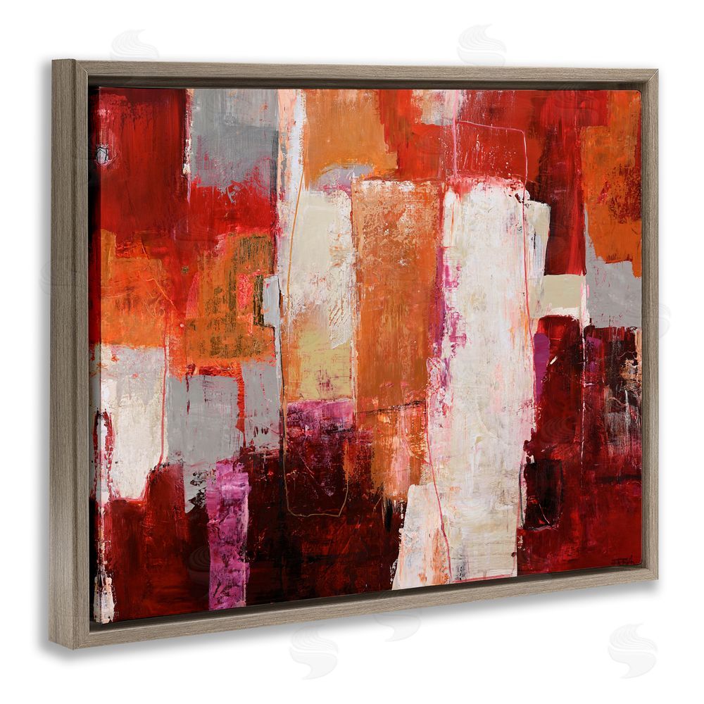 Design Fabrikken Deconstructed City Abstract Brown Floating Frame Canvas Wall Art Print