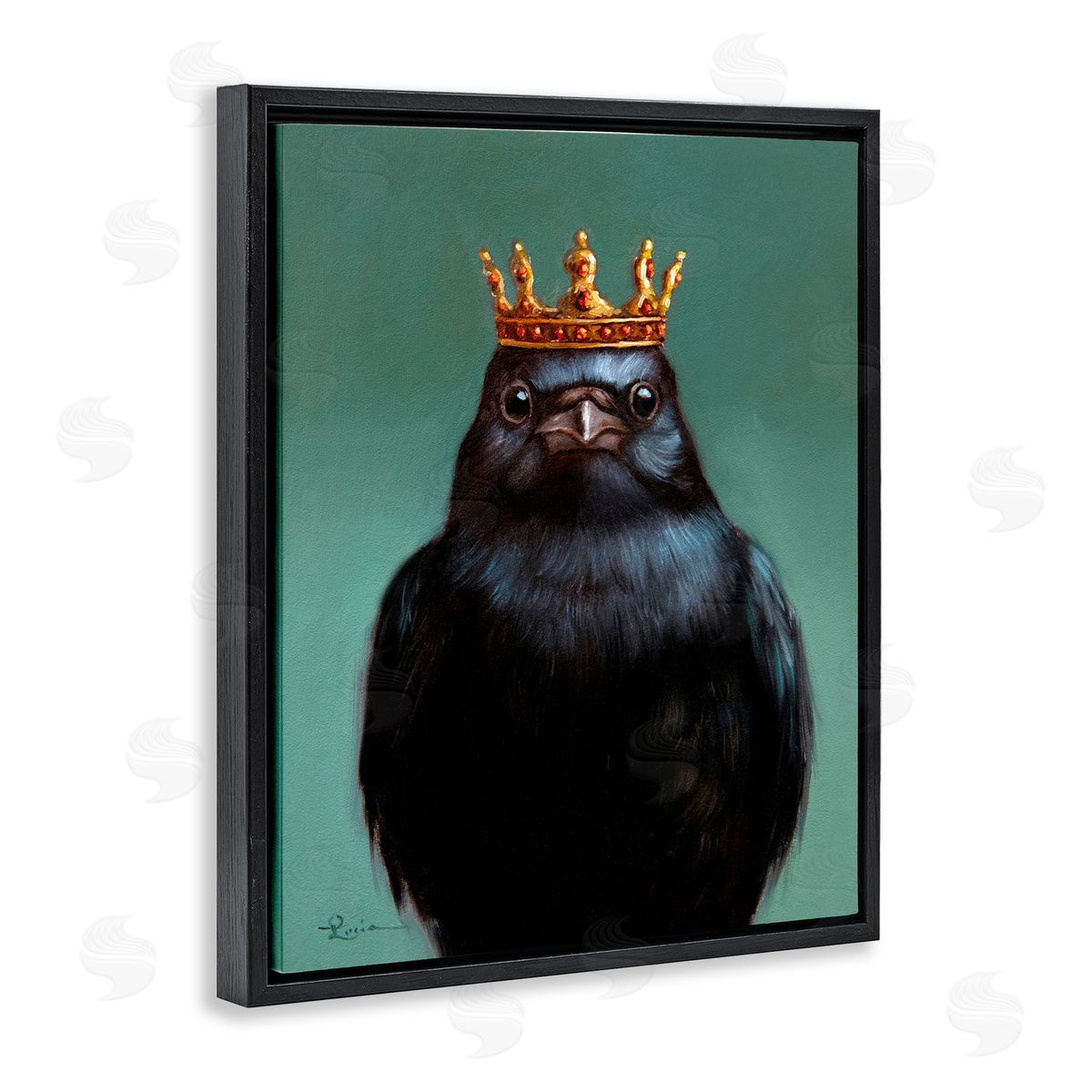 Lucia Heffernan King Crow Portrait Black Floating Frame Canvas Wall Art Print