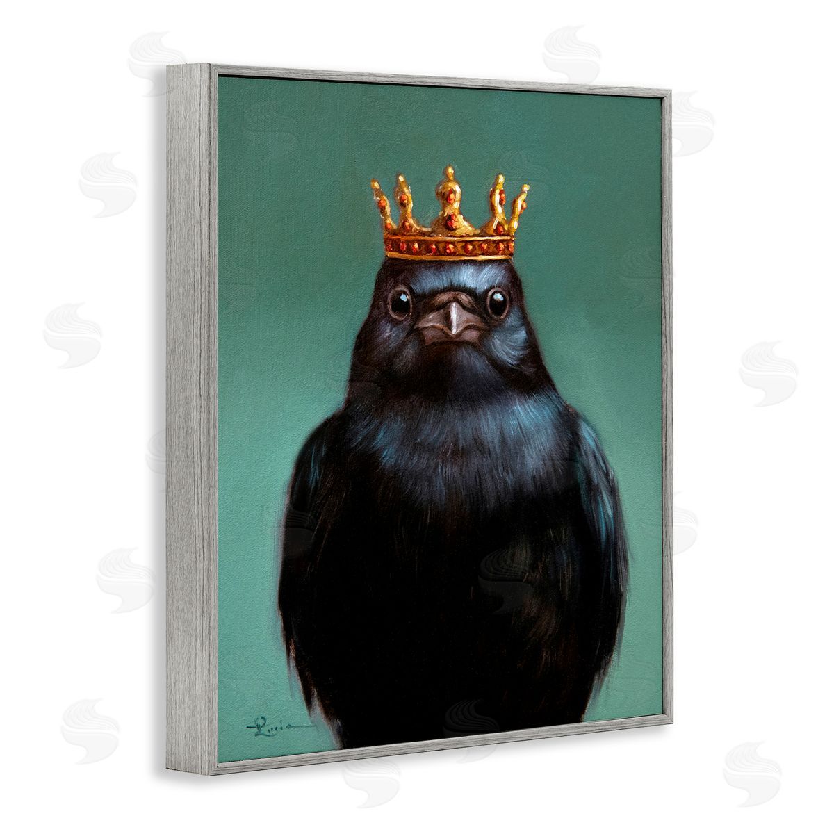 Lucia Heffernan King Crow Portrait Gray Framed Giclee Print Wall Art