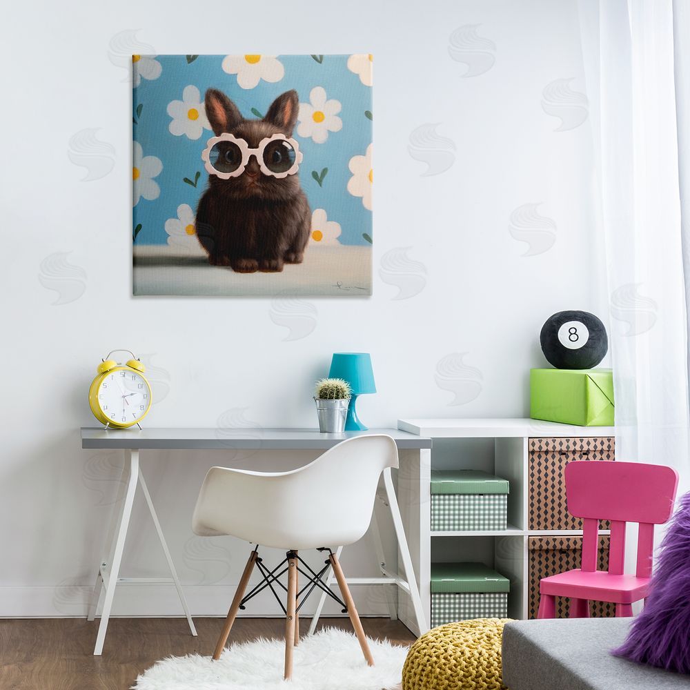 Lucia Heffernan Flower Child Bunny Stretched Canvas Wall Art Print in Room