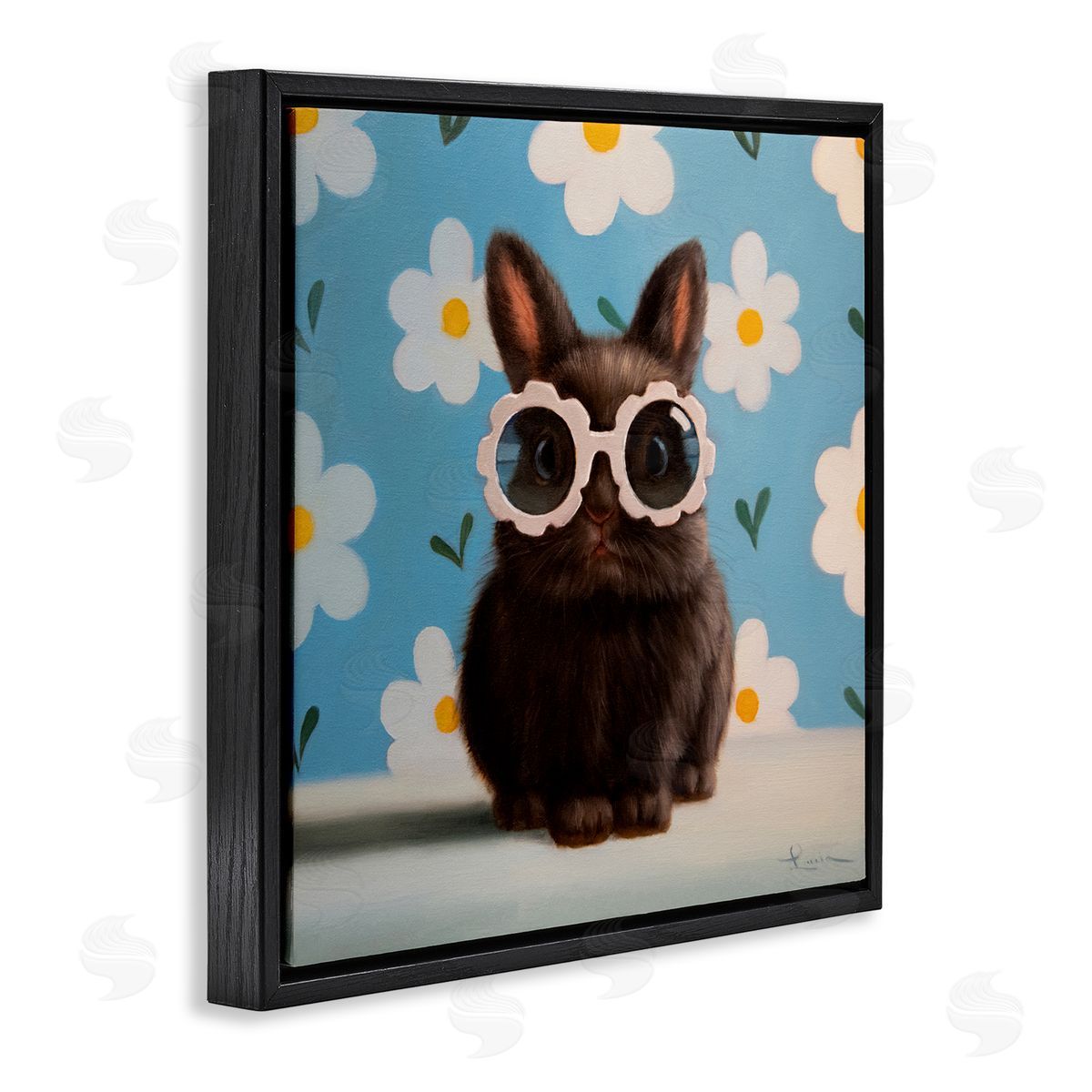 Lucia Heffernan Flower Child Bunny Black Floating Frame Canvas Wall Art Print