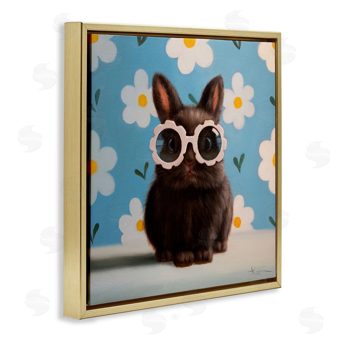 Lucia Heffernan Flower Child Bunny Gold Floating Frame Canvas Wall Art Print