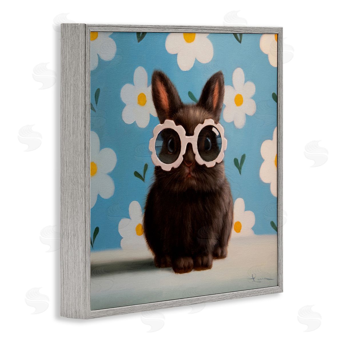 Lucia Heffernan Flower Child Bunny Gray Framed Giclee Print Wall Art