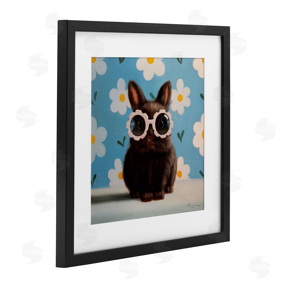 Lucia Heffernan Flower Child Bunny Black Framed Print Under Glass Wall Art