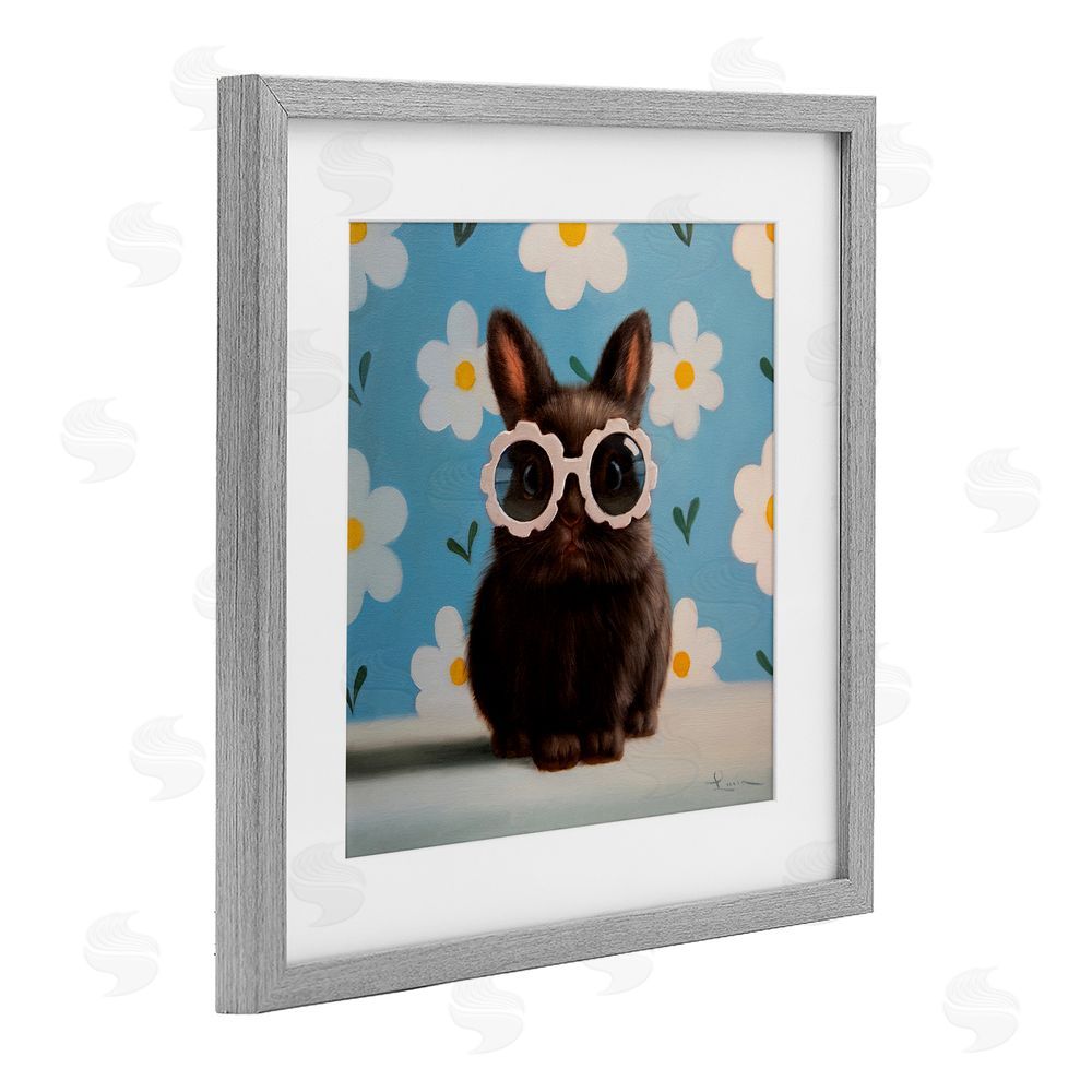 Lucia Heffernan Flower Child Bunny Gray Framed Print Under Glass Wall Art