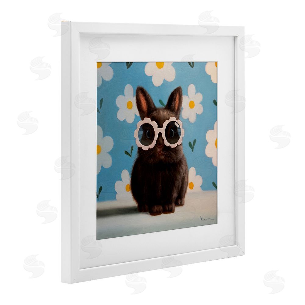 Lucia Heffernan Flower Child Bunny White Framed Print Under Glass Wall Art