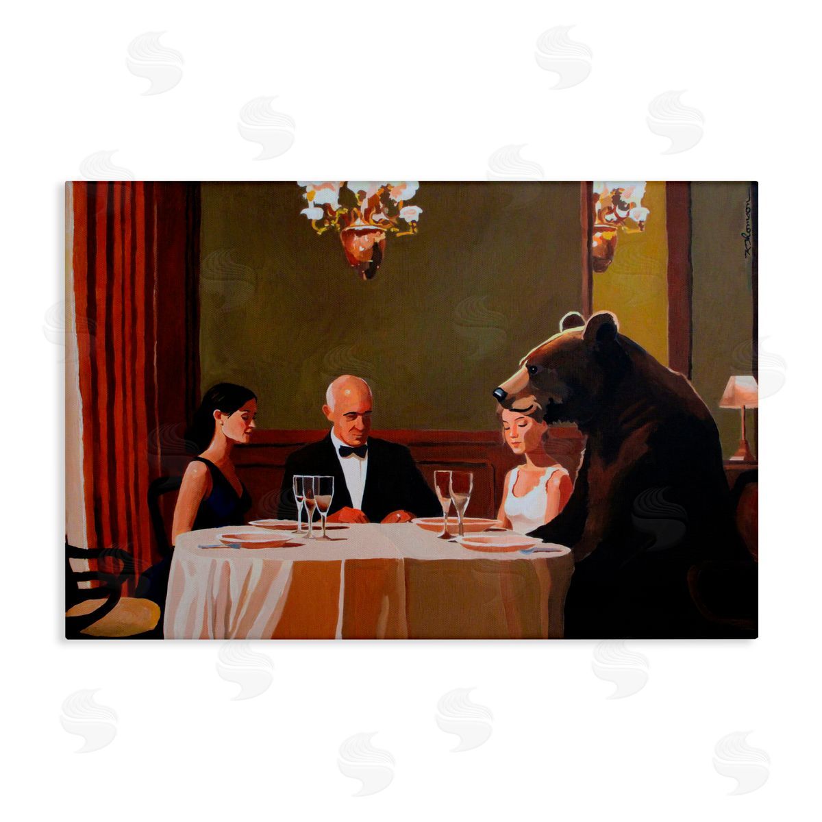 Keith Thomson Dinner Guests & Steve Stretched Canvas Wall Art Print