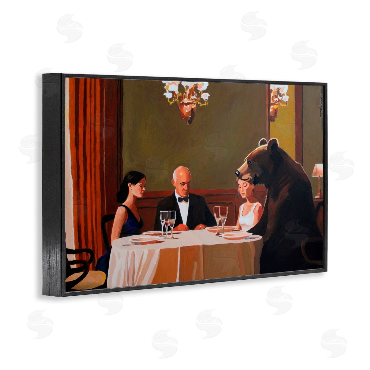 Keith Thomson Dinner Guests & Steve Black Framed Giclee Print Wall Art