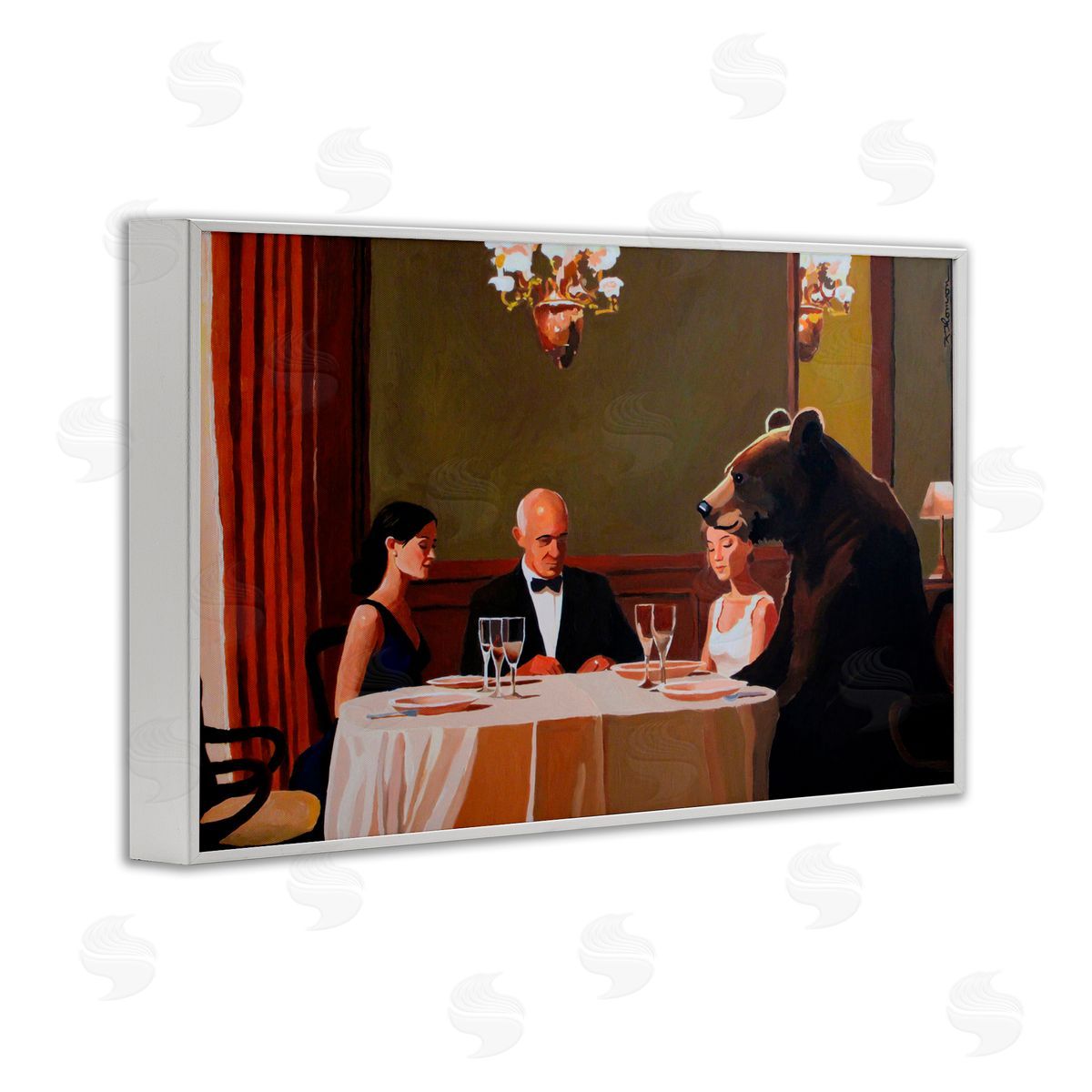 Keith Thomson Dinner Guests & Steve White Framed Giclee Print Wall Art