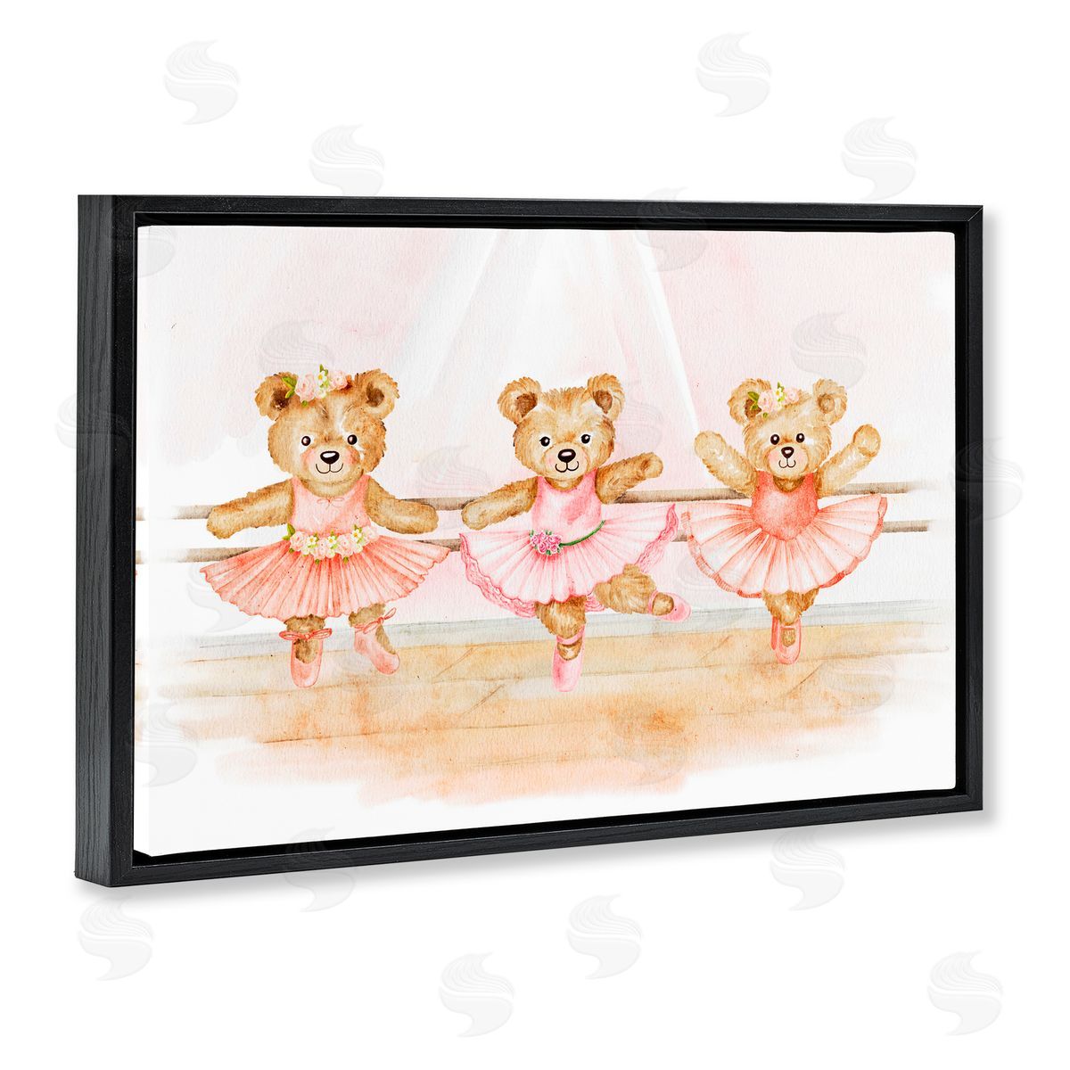 Amy Hall Ballet Teddies Triplet Black Floating Frame Canvas Wall Art Print