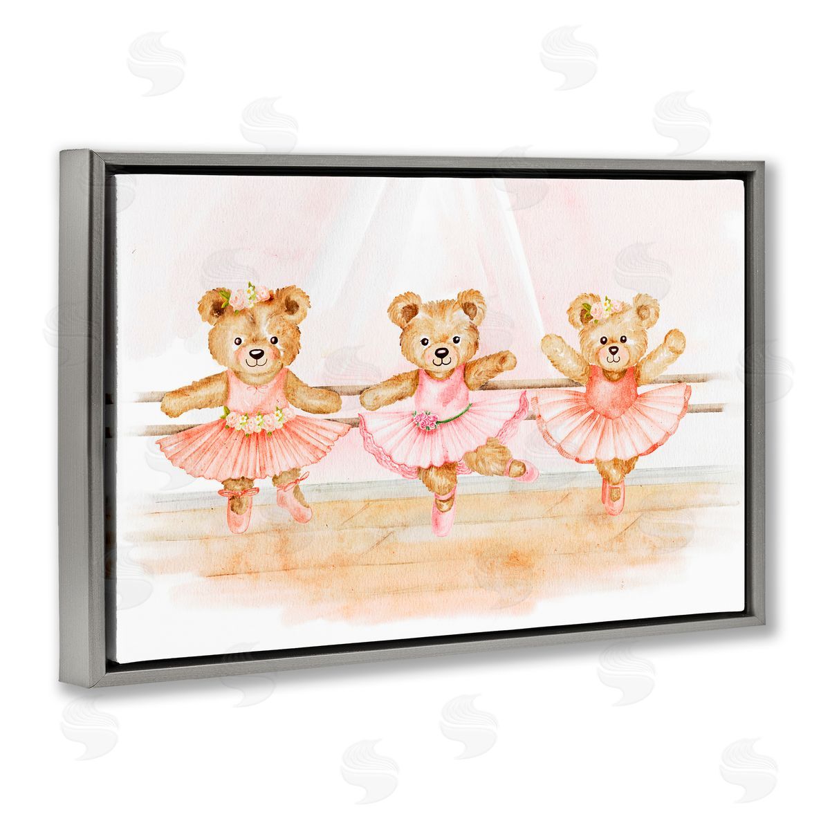 Amy Hall Ballet Teddies Triplet Gray Floating Frame Canvas Wall Art Print