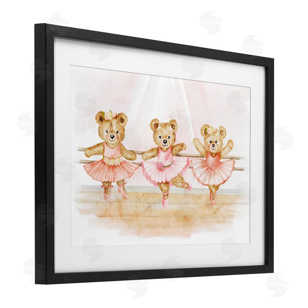Amy Hall Ballet Teddies Triplet Black Framed Print Under Glass Wall Art