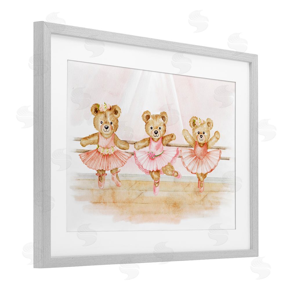 Amy Hall Ballet Teddies Triplet Gray Framed Print Under Glass Wall Art