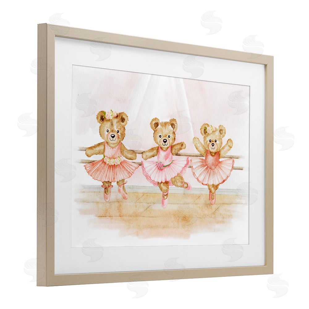Amy Hall Ballet Teddies Triplet Brown Framed Print Under Glass Wall Art