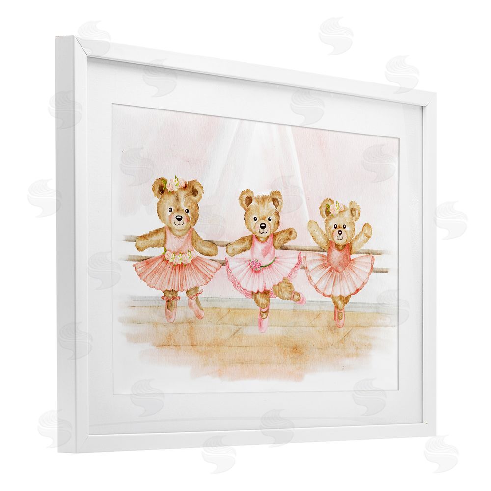 Amy Hall Ballet Teddies Triplet White Framed Print Under Glass Wall Art