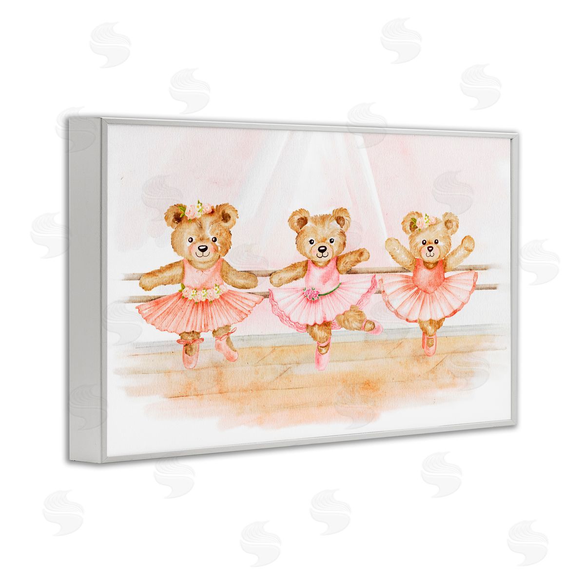 Amy Hall Ballet Teddies Triplet White Framed Giclee Print Wall Art