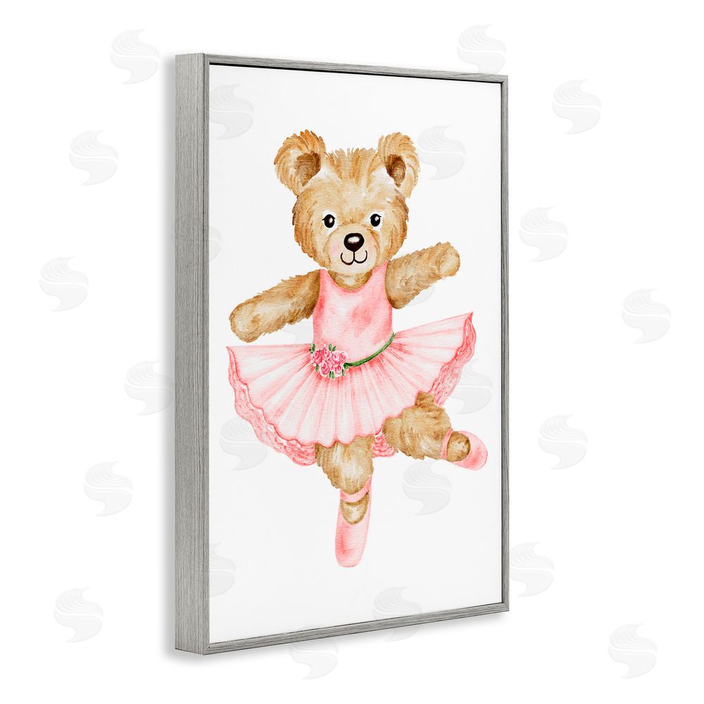 Amy Hall Ballerina Teddy Bear Gray Framed Giclee Print Wall Art