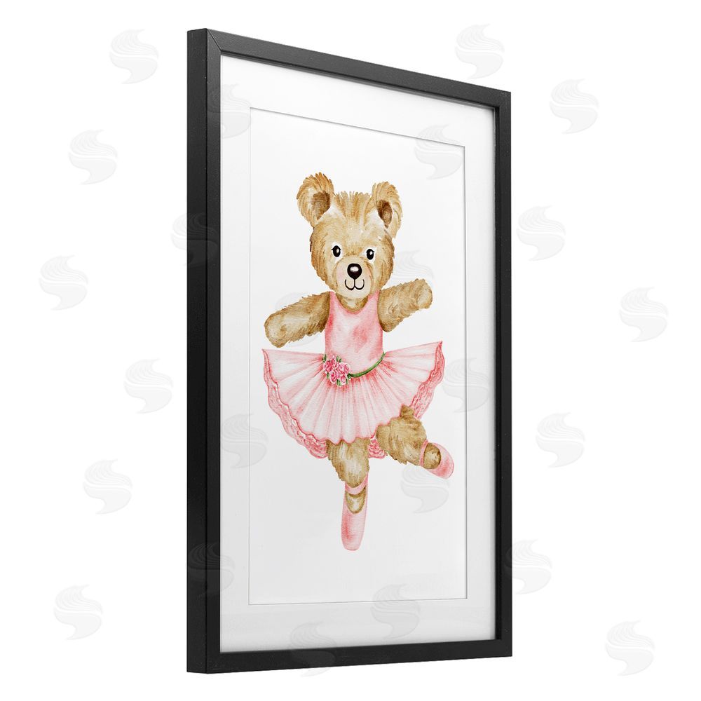 Amy Hall Ballerina Teddy Bear Black Framed Print Under Glass Wall Art