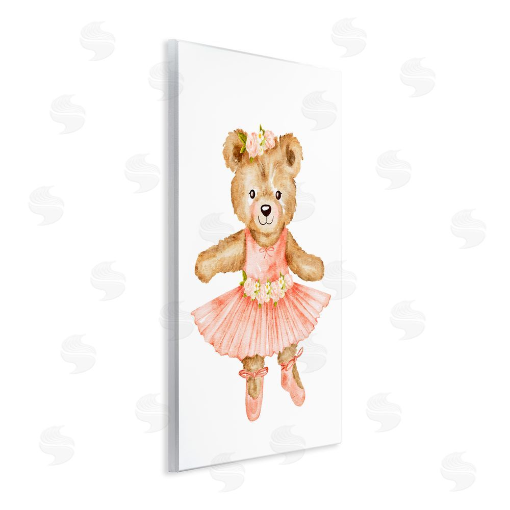 Amy Hall Floral Ballerina Teddy Bear Wooden Wall Plaque Art Print