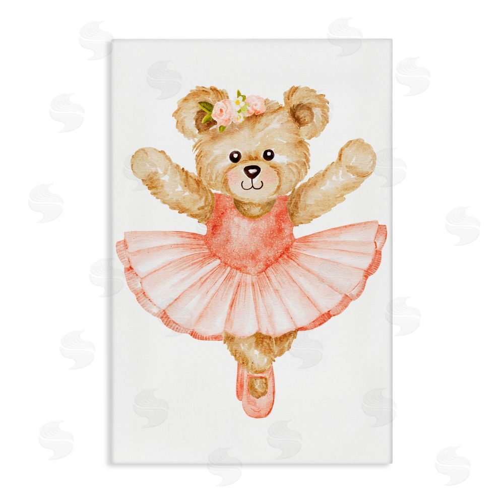 Amy Hall Teddy Bear Ballet Tutu Stretched Canvas Wall Art Print